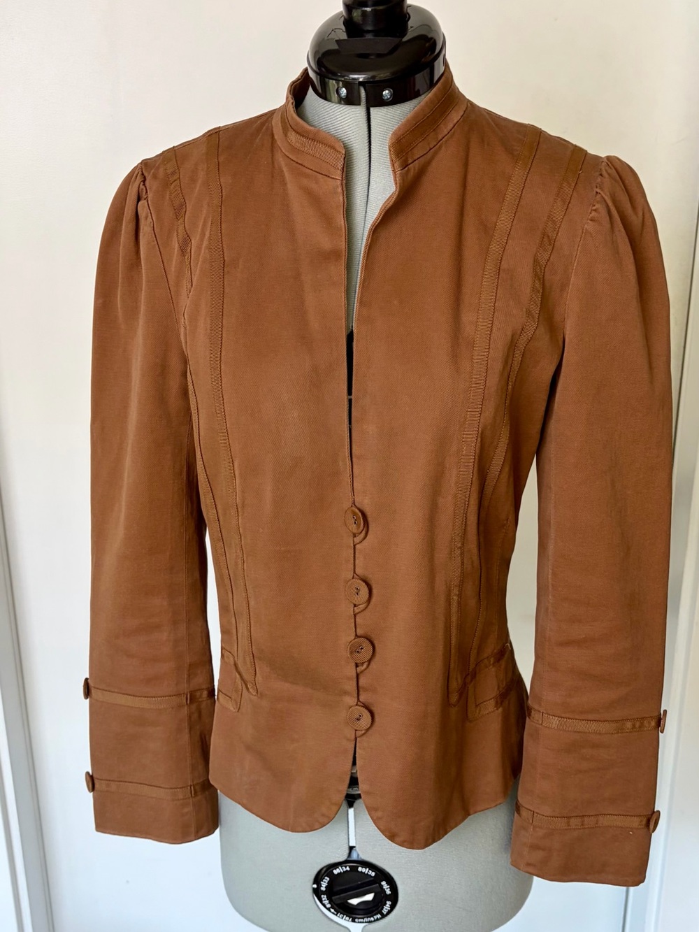 Marc Jacobs Vintage Cognac Button-Front Jacket, Grosgrain trim, 6 (smaller), EUC - Picture 2 of 12